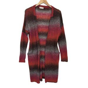Altard State Marsala Open Front Duster Cardigan Womens S Red‎ Gray Boho Cozy